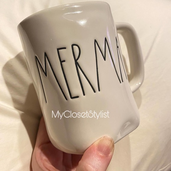 Rae Dunn MERMAID Ceramic Mug Rare Aqua Blue Inside NEW! OG Coffee Large Tea Cup - Picture 4 of 8